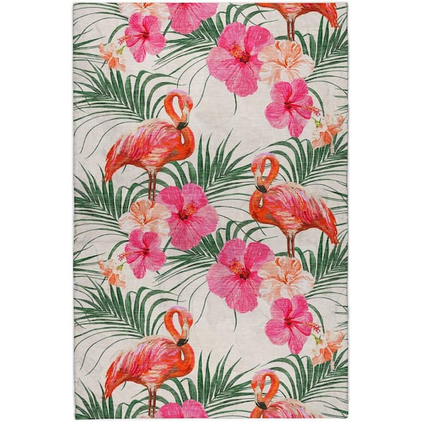 Dream Shag Premium Machine Washable Abstract ADS207 Pink 5 ft. x 7 ft. 6 in. Area Rug
