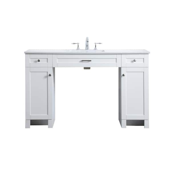 54 in. W x 19 in. D x 34 in. H ADA Bath Vanity in White with Calacatta White Engineered Marble Top