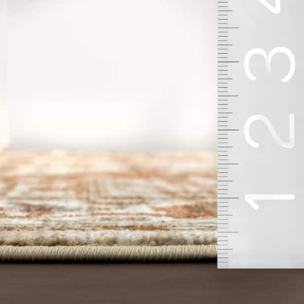 Oliveira Brown 8 ft. 10 in. x 13 ft. Floral Medallion Fringe Area Rug