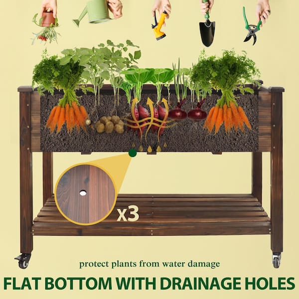 VEIKOUS 47 in. x 23 in. x 33 in. Brown Wooden Raised Garden VEIKOUS 47 in. x 23 in. x 33 in. Brown Wooden Raised Garden