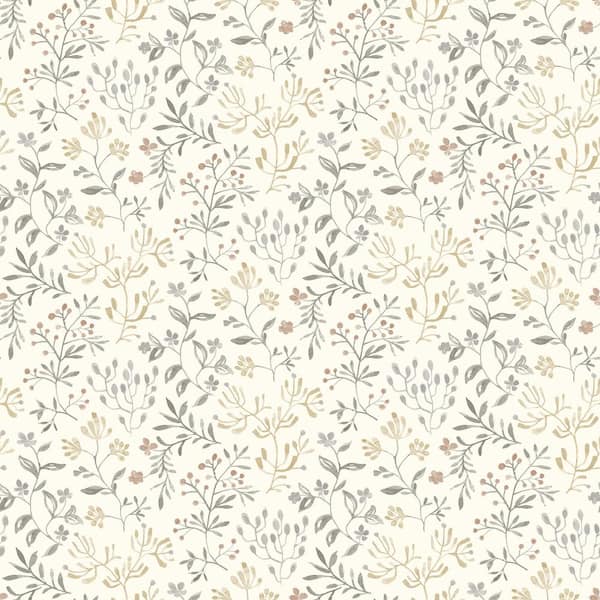 Chesapeake Tarragon Dainty Meadow Grey Prepasted Non Woven Wallpaper Sample