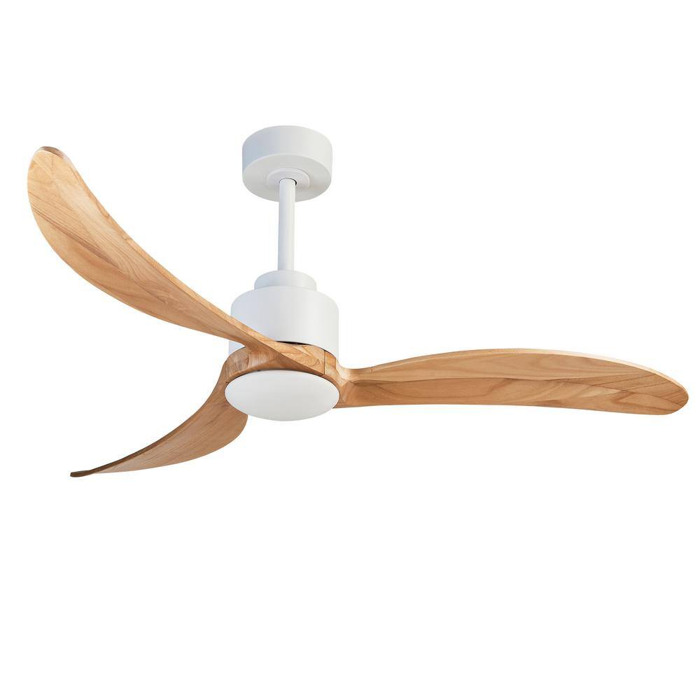 52 in. Smart Indoor Ceiling Fan White with Dimmable LED Reversible DC Motor
