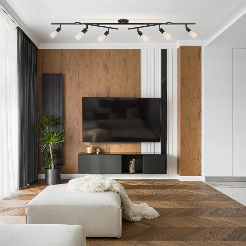 Matte Black 6-Light Double Swivel Track Lighting