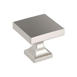 Pedestal 1-1/16 in. (27 mm) Length Satin Nickel Square Cabinet Knob (10-Pack)