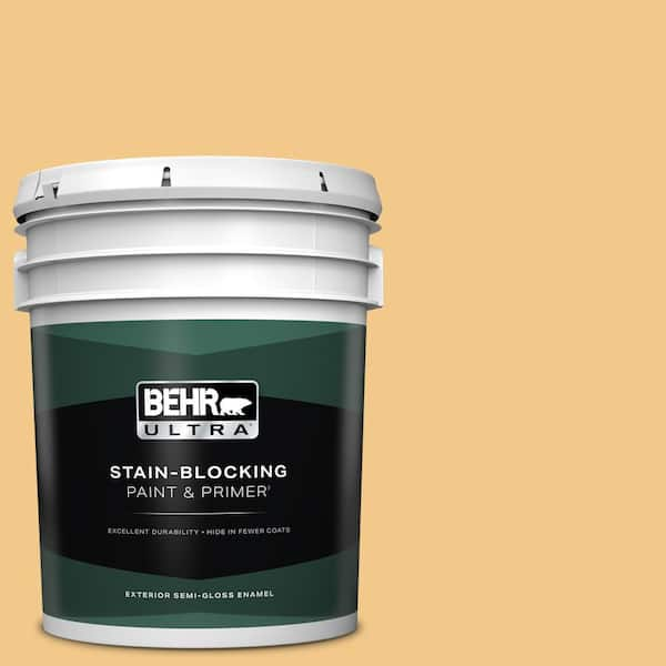 BEHR ULTRA 5 gal. Home Decorators Collection #HDC-CL-16 Beacon Yellow Semi-Gloss Enamel Exterior Paint & Primer