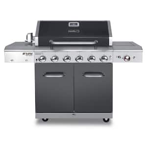 Deluxe 6-Burner Propane Gas Grill in Slate with Ceramic Searing Side Burner
