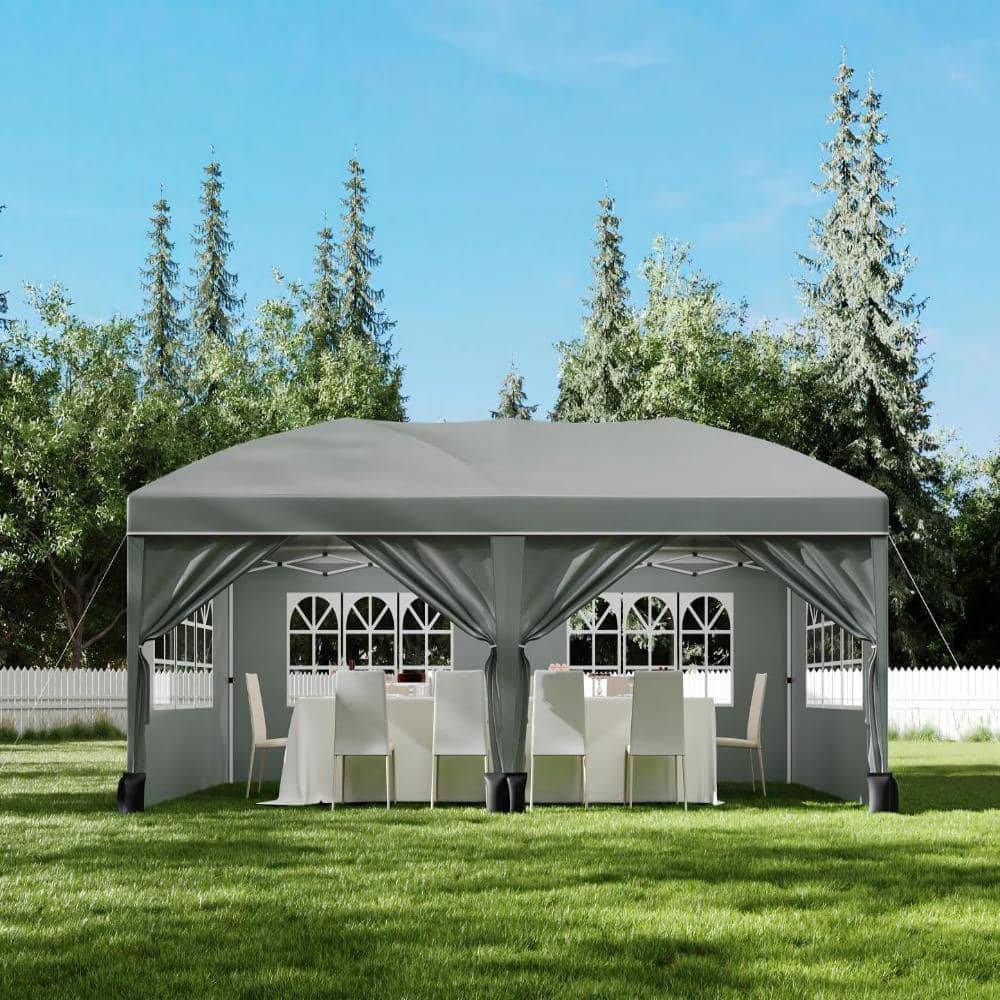10x20 FT Pop-Up Canopy, 6 Sidewalls, 420D Oxford, Waterproof, UV Resistant, Grey price history on PriceWatchPro