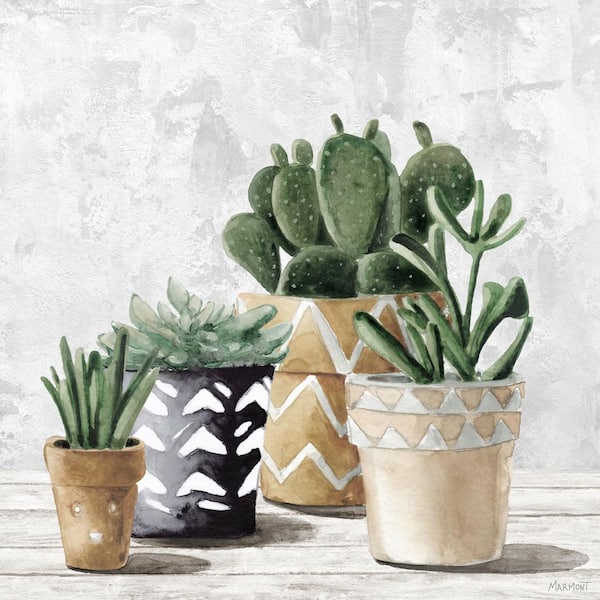 Unbranded "Triangle Pots" by Marmont Hill Unframed Canvas Nature Wall Art 12 in. x 12 in. .