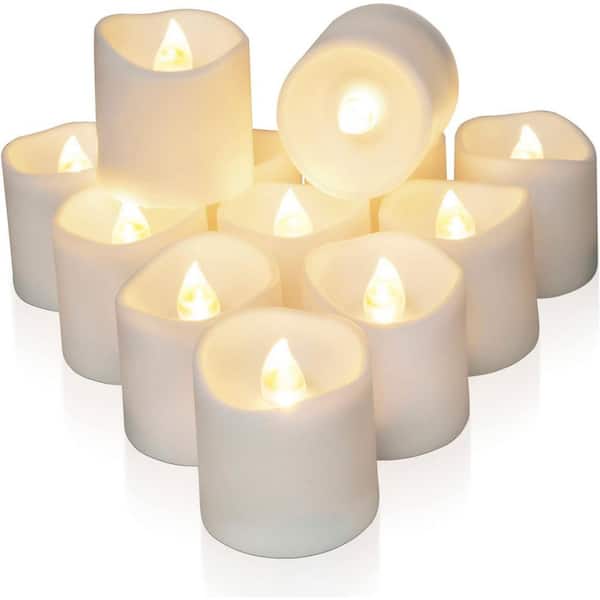 White Battery Powered Unscented Plastic Flameless LED Votive Candles 12-Pack