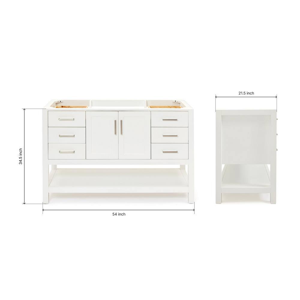 Magnolia 54-Inch White Solid Wood Single Bathroom Vanity Base