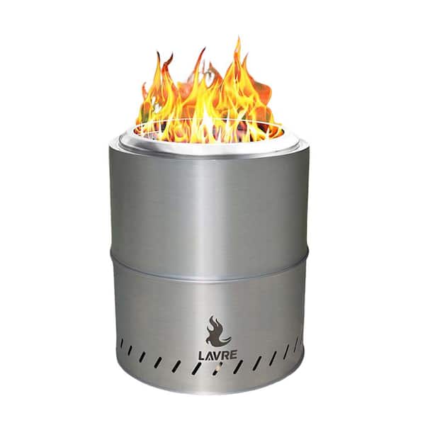 Otryad 15 in. Stainless Steel Smokeless Fire Pit Outdoor Wood Burning Portable Fire Pit for Patio, Camping, BBQ