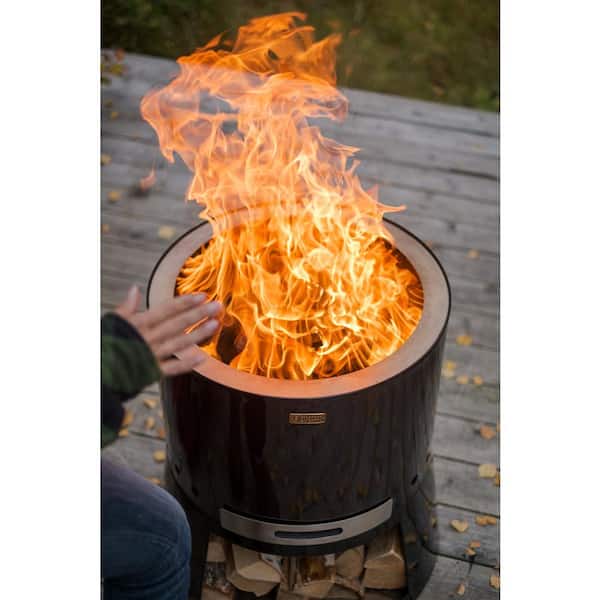 Smokeless Fire Stove Pilar 50 Premium, Clean-Burn Fireplace and Grill, Black Enameled Steel