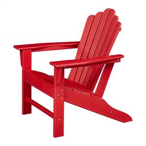 Sunnydaze Decor All–Weather Red/White Plastic Outdoor Adirondack Chair