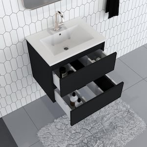 Salt 24 in. W x 18 in. D Bath Vanity in Black with Ceramic Vanity Top in White with White Basin