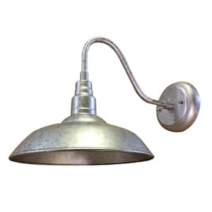 Lora 1-Light Galvanized Finish Outdoor Wall Mount Barn Light Sconce