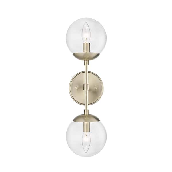 Millennium Lighting Avell 5.5 in. 2-Light Modern Gold Sconce with Clear Glass