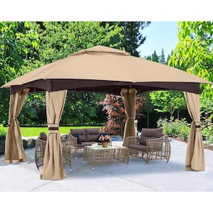 Patio Gazebo 10 ft. x 12 ft. with Netting and Pole Covering
