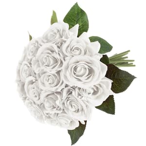 Artificial White Roses (Set of 18)