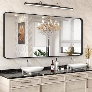 72 in. W x 32 in. H Rectangular Framed French Cleat Wall Mounted Tempered Glass Bathroom Vanity Mirror in Matte Black