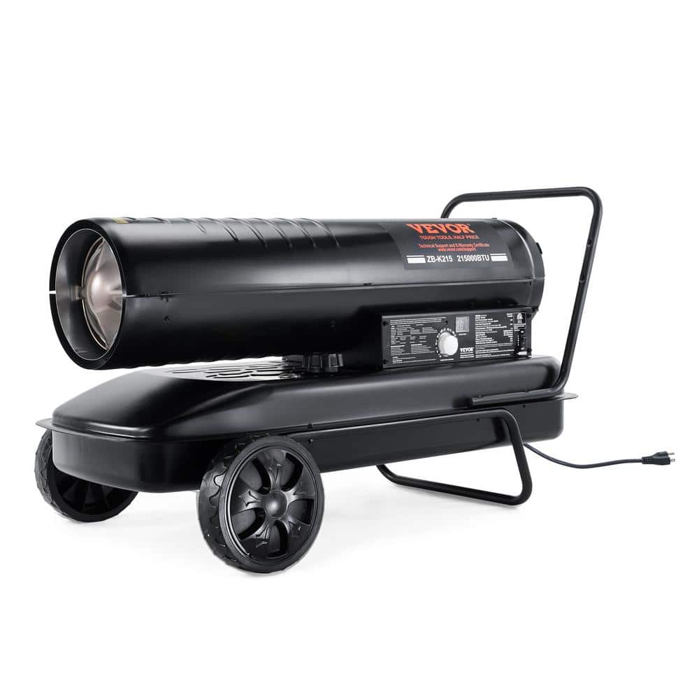 VEVOR 215000 BTU Kerosene Forced Air Heater Portable Torpedo Diesel Space Heater with Thermostat Heavy-Duty Heater, Black