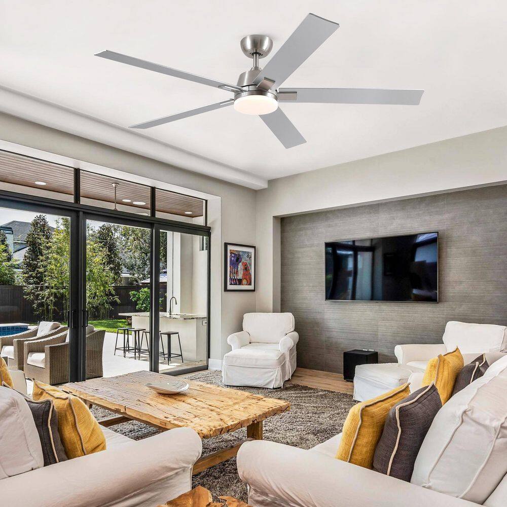 Amice 60 in. Indoor Brushed Nickel Standard Downrod Mount Ceiling Fan with Integrated LED, Quite DC Motor and Remote price history on PriceWatchPro
