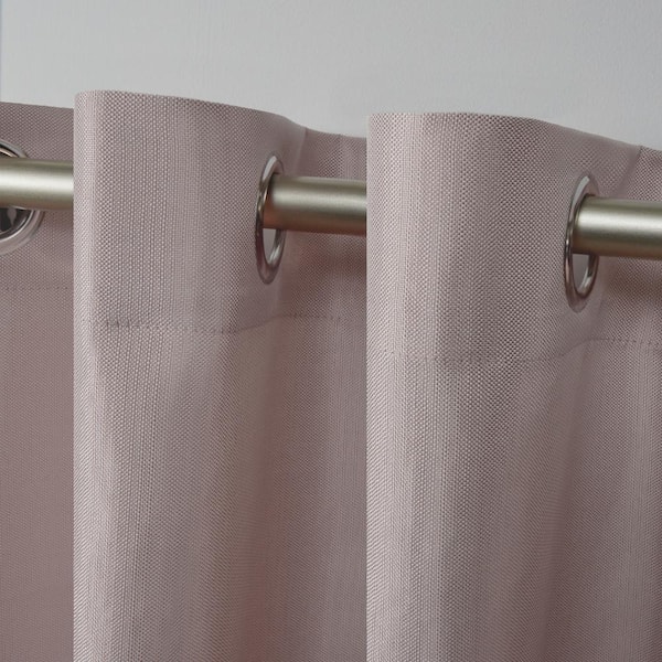 Biscayne Blush Solid Light Filtering Grommet Top Indoor/Outdoor Curtain, 54 in. W x 120 in. L (Set of 2)