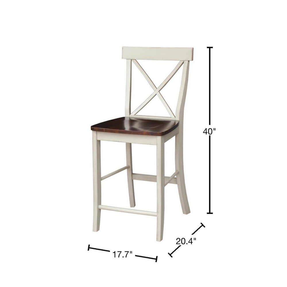 Almond and Espresso 24" X-Back Solid Wood Counter Height Stool