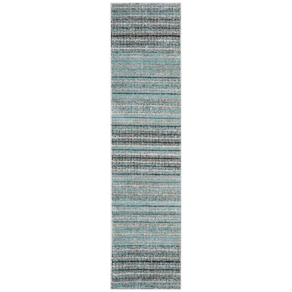 Reversible Medallion Blue Synthetic 24x12 Rectangular Rug