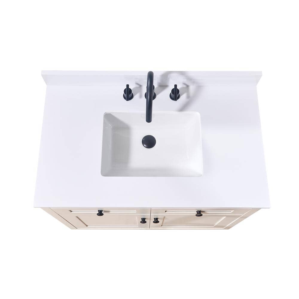 37-Inch Snow White Composite Stone Vanity Top with Sink