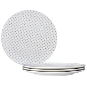 Green Hammock 11 in. (Green) Porcelain Dots Coupe Dinner Plates, (Set of 4)