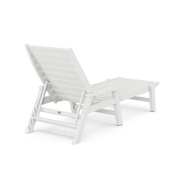 POLYWOOD Grant Park White Chaise Lounge with Arms GPNCC2280WH