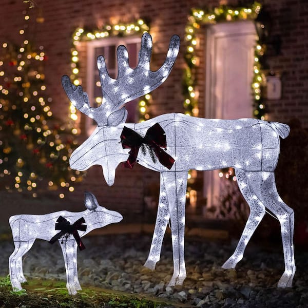 Reviews for VEIKOUS 48 in. 2-Piece White Outdoor Moose Christmas ...