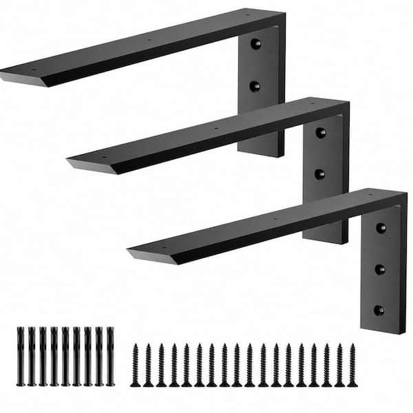 18 in. L Black Premium Heavy Duty Countertop Brackets (Set of 3), Suitable for Quartz, Wood, Concrete and Laminate