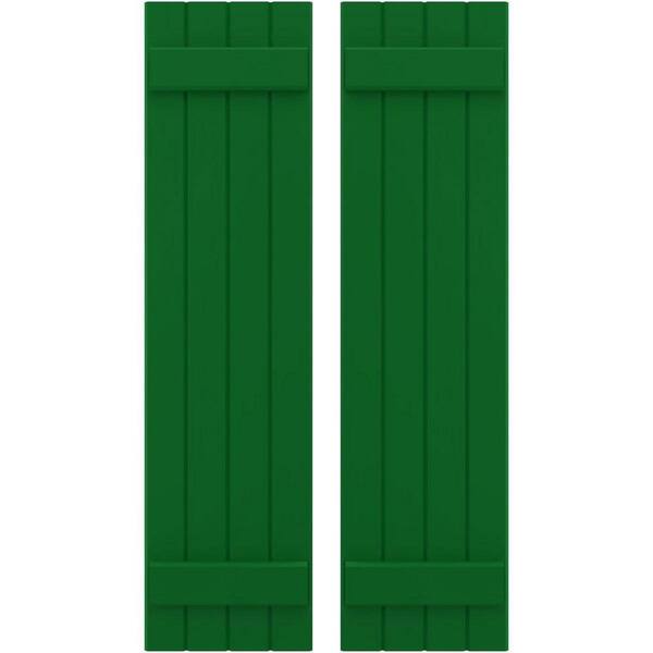 Ekena Millwork 14 in. W x 60 in. H Americraft 4-Board Exterior Real Wood Joined Board and Batten Shutters in Viridian Green