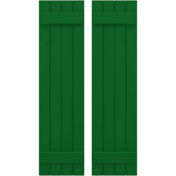 Ekena Millwork 14 in. W x 70 in. H Americraft 4 Board Exterior Real Wood Joined Board and Batten Shutters Viridian Green