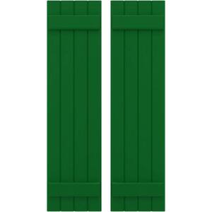 14 in. W x 81 in. H Americraft 4 Board Exterior Real Wood Joined Board and Batten Shutters Viridian Green