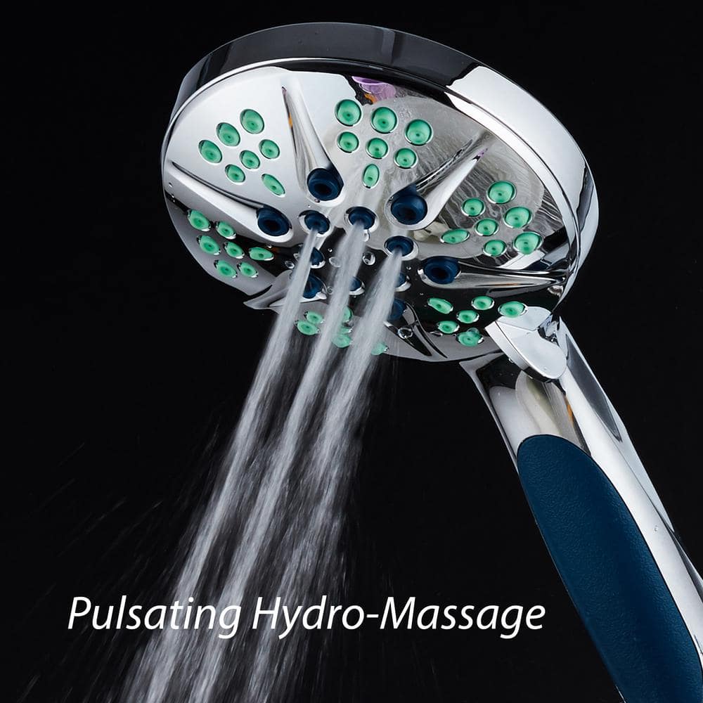 Chrome Handheld Shower Head with Antimicrobial Nozzles and 6 Settings