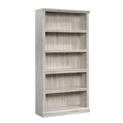 69 in. White Plank Engineered Wood 5-Shelf Bookcase