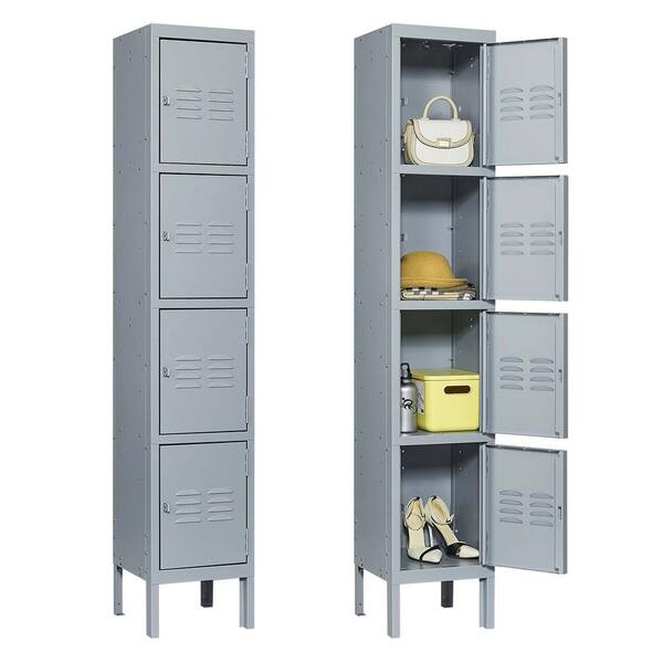 Tidoin 4-Tier 66 in. H Gray Metal File Cabinet Locker with 4