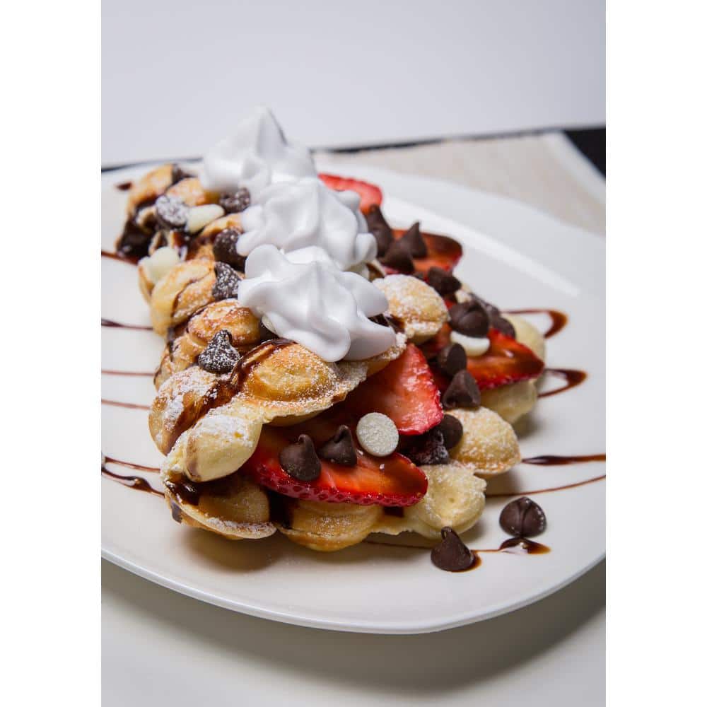 Black Non-Stick Rotating Bubble Waffle Maker