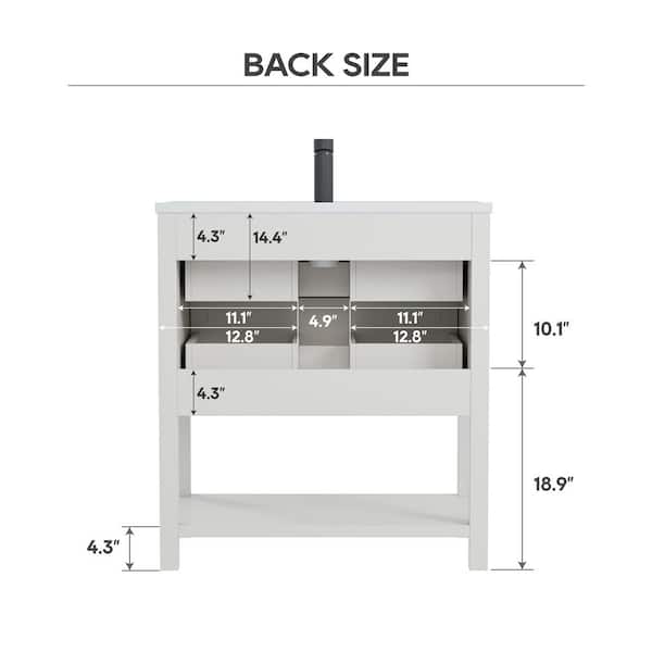 DELUXE DL LIVING Shay 31 in. Single Sink White Bath Vanity with