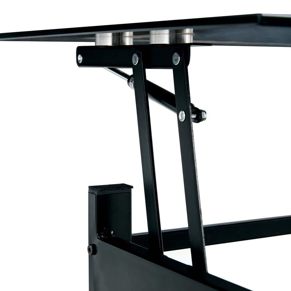 Black Glass Lift-Top Rectangular Outdoor Coffee Table