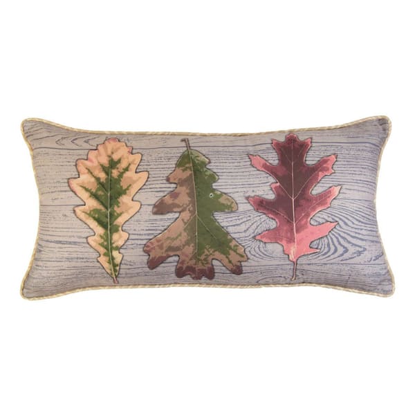 Dawn Mist Multi-Colored Leaves Polyester Decor Pillow 11 in. x 22 in.