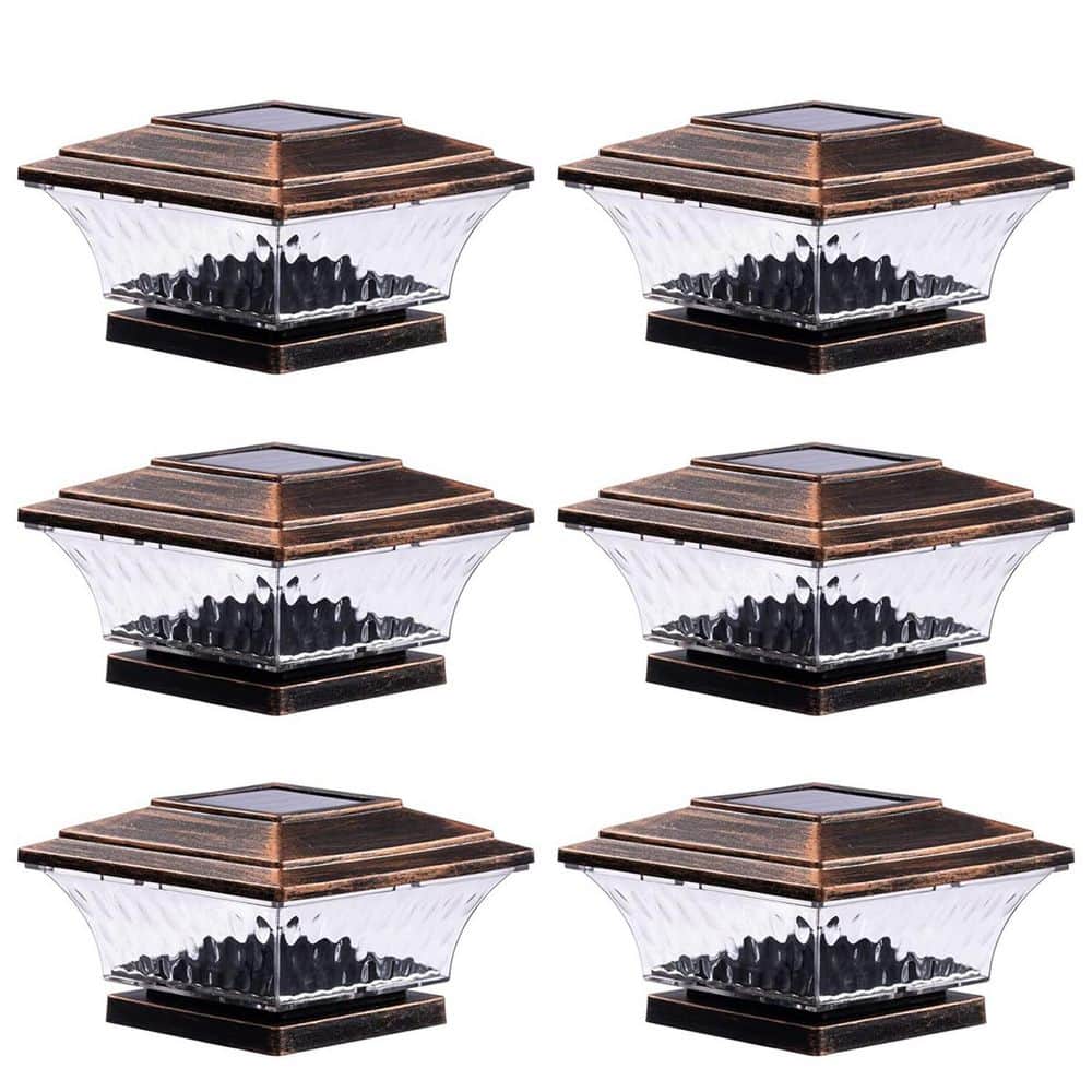 6-Pack Brushed Copper Solar LED Post Cap Lights Outdoor Lighting for Deck Fence with Dual Light Modes price history on PriceWatchPro
