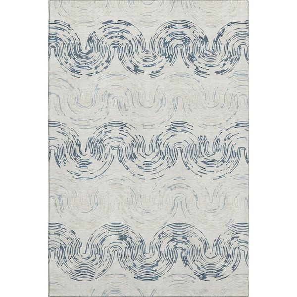Mayfield Premium Machine Washable Abstract AMF2461 Ivory 3 ft. x 5 ft. Area Rug