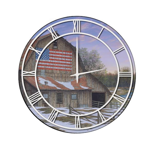 Unbranded "Enduring Legacy Barn" Full Coverage Art and White Numbers Imaged Wall Clock