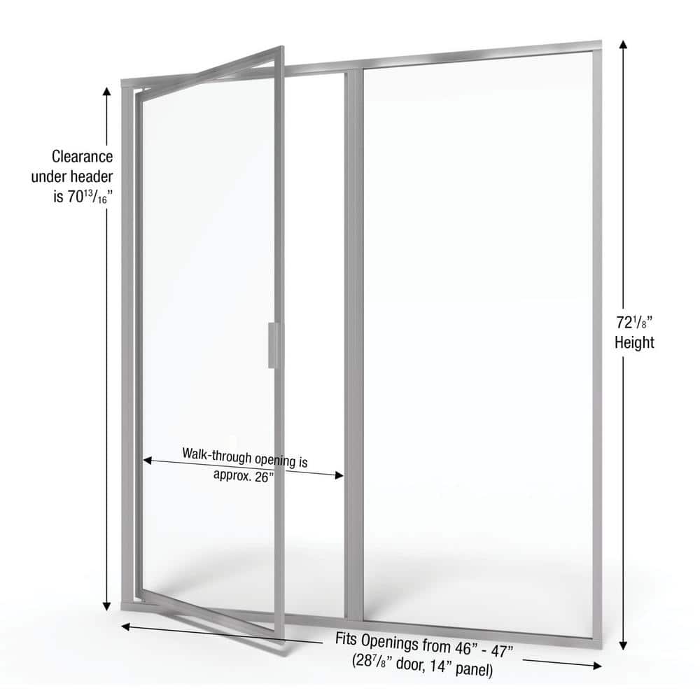 Deluxe 47" x 72" Brushed Nickel Framed Shower Door with Clear Glass
