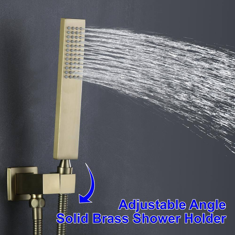 Brushed Gold Dual Rain and Handheld Shower System