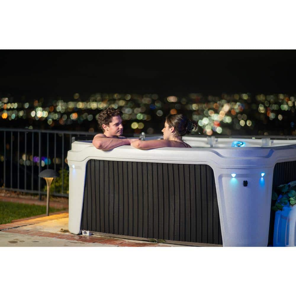 Whitestone and Black Onyx 6-Person Square Hot Tub with Jets