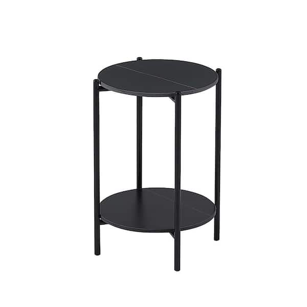 Sudzendf Black Metal Round Outdoor Side Table 1-Piece